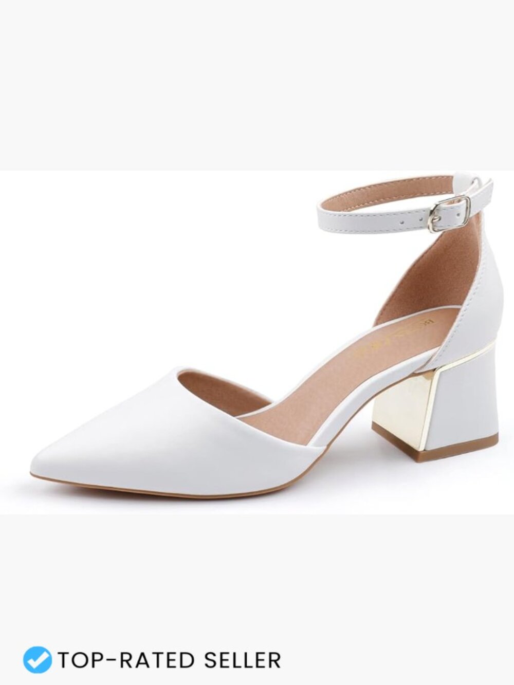 Chunky Low Heel Pumps Ankle Strap Block Heel Shoes for Women Classic Office Wear